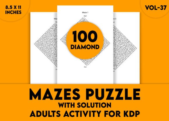 Adults Hard Diamond Mazes Puzzles Vol-37: Challenge & Focus