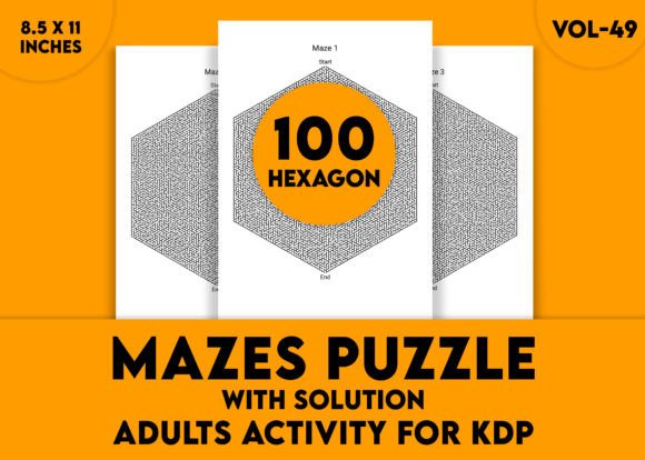 Adults Hard Hexagon Mazes Puzzles Vol-49