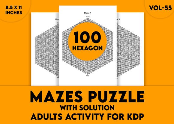 Adults Hard Hexagon Mazes Puzzles Vol-55: Sharpen Your Mind with Complex Labyrinths
