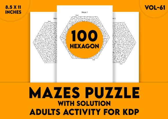 Adults Hard Hexagon Mazes Puzzles Vol-61