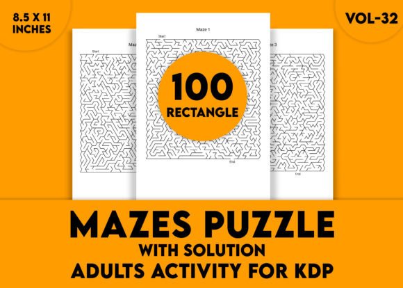 Adults Hard Rectangle Maze Puzzle Vol-32: Sharpen Your Mind One Path at a Time